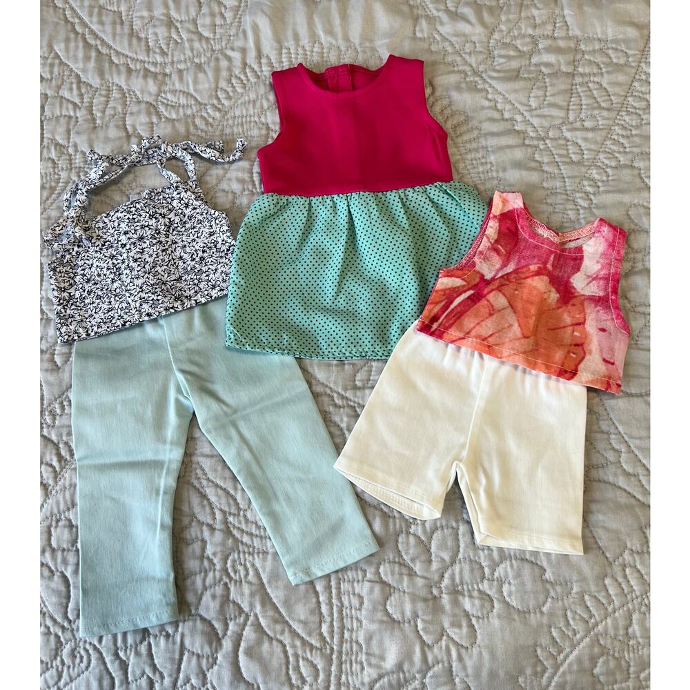 Doll Clothes Handmade/Sewn 18"  3 Outfits Pinks and Blues
